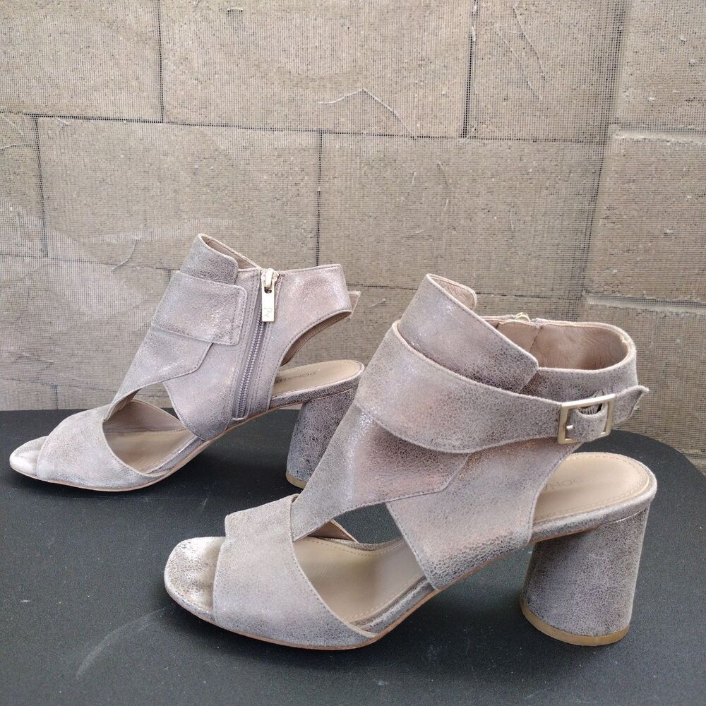 Donald J Pliner Grey Metallic Leather Sandals Womens Size 9N Narrow Width Haruna